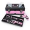 Pink Power Pink Tool Box for Women - 18" Small Metal & Plastic Portable Lightweight Pink Locking Empty Toolbox Chest - Craft Tote Storage Tool Case Organizer for Ladies Pink Tool Set Kit
